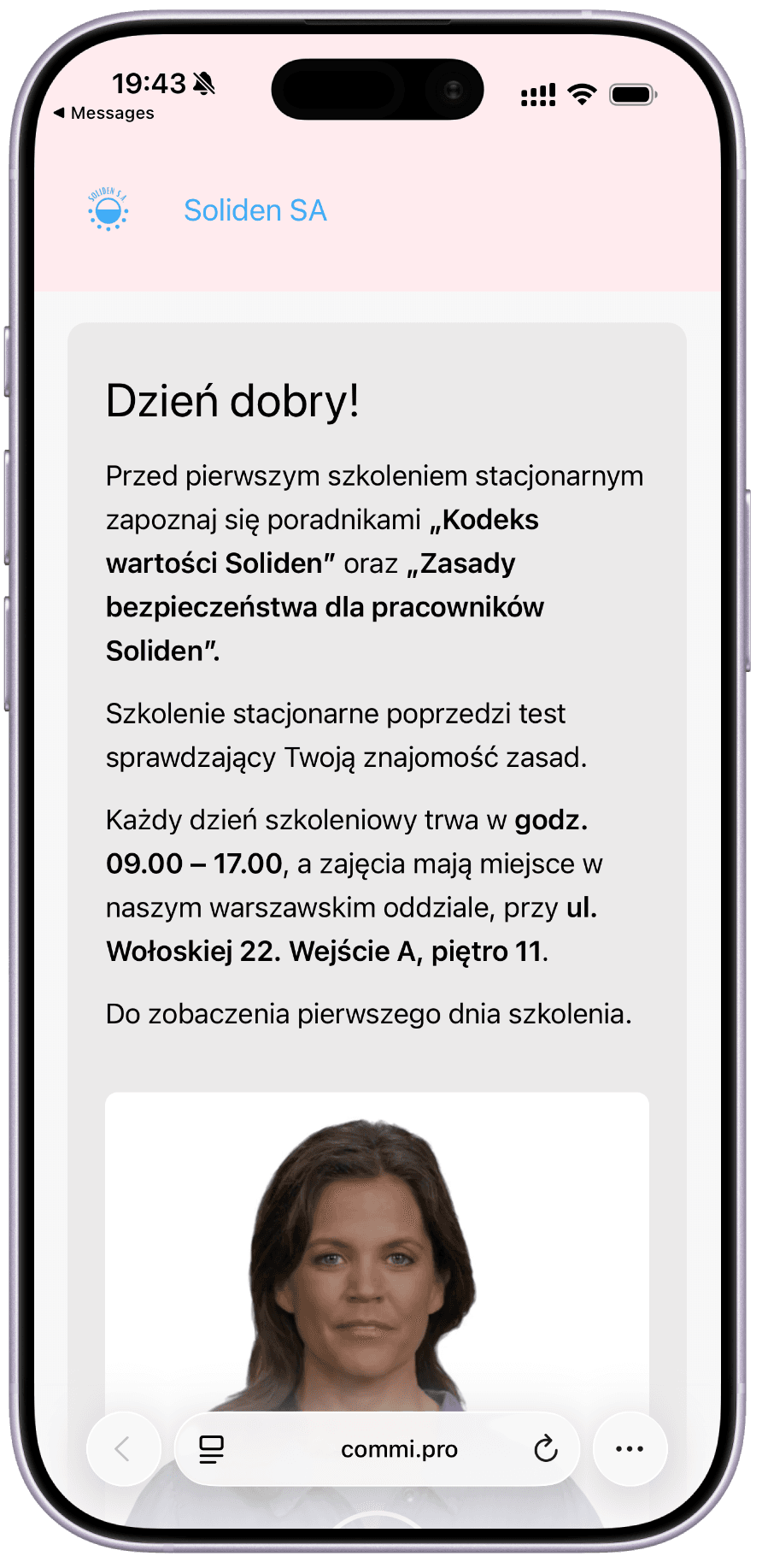 Komunikacja onboardingowa w Commi HR